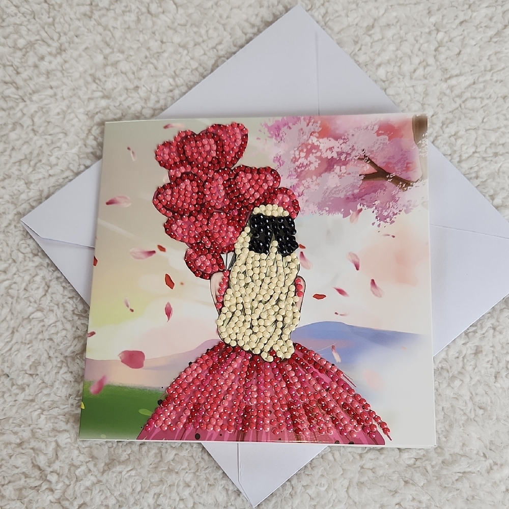 Beaded Greeting Card For Birthday Or Valentines Diamond Painting Art Frameable